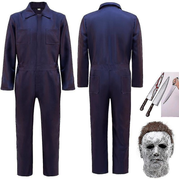 Halloween Michael Myers kostym Moonlight Panic Skräck Killer Cosplay kostym Clothes with Mask and Knife M