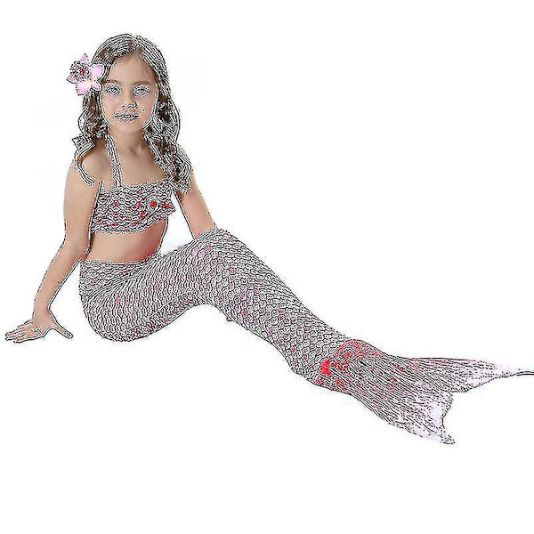 Barn Flickor Mermaid Tail Bikini Set Badkläder Baddräkt Simdräkt Hög kvalitet A Pink 100