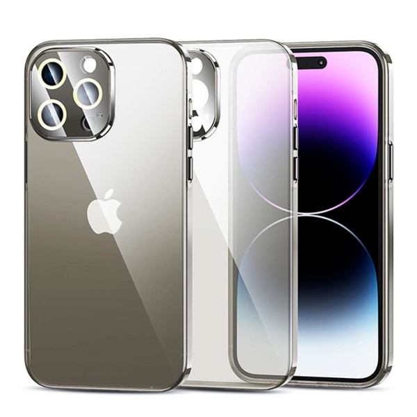 För Iphone 14 Pro Max Klart phone case Tpu+pc Stötsäkert cover med kameralinsskydd Transparent Black