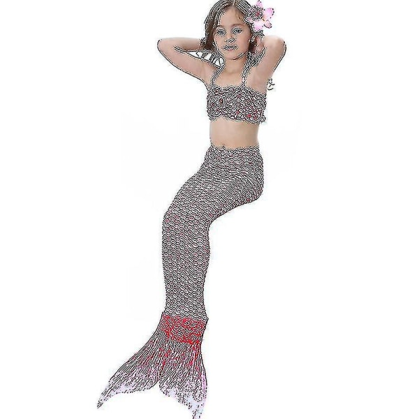 Barn Flickor Mermaid Tail Bikini Set Badkläder Baddräkt Simdräkt Hög kvalitet Pink 120