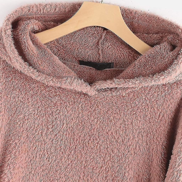 Huvtröja i fleece för kvinnor Vinter Varm Casual Sweatshirt Cat Ears Design Lös tröja Pink 2XL