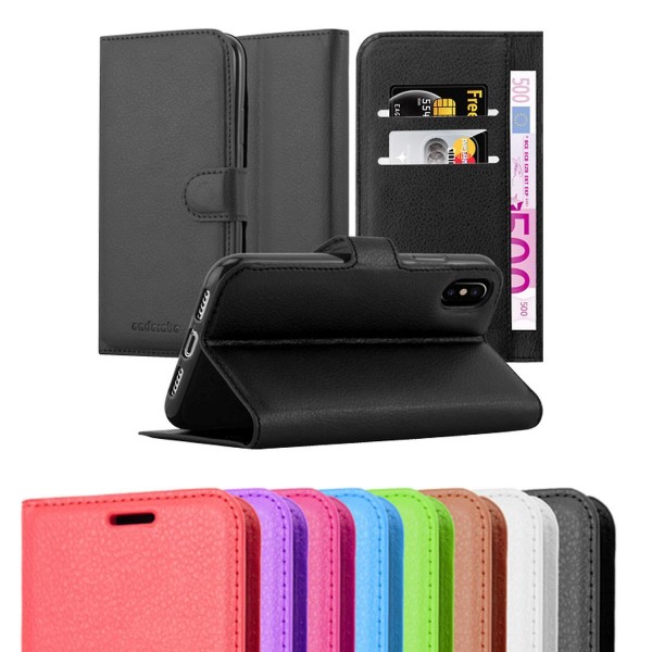 Apple iPhone X / XS Hülle Cover Case Etui - mit Kartenfach och Stand Funktion PHANTOM BLACK iPhone X / XS