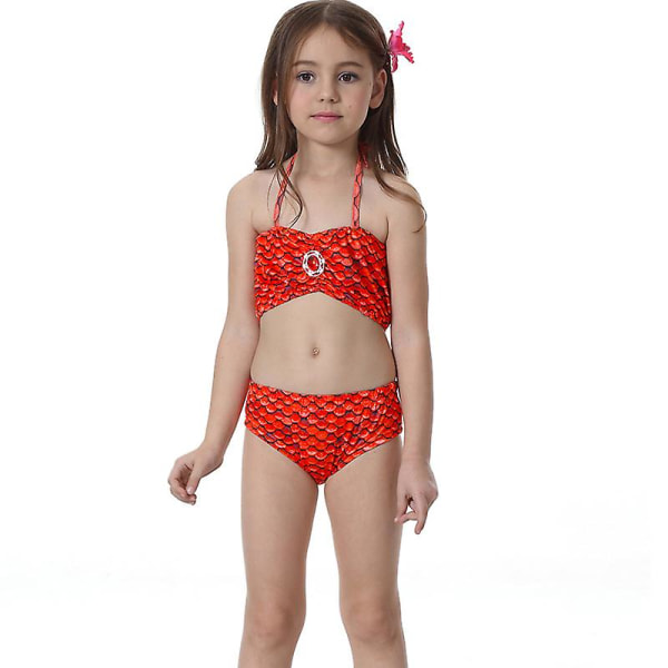 Girls Mermaid Tail Baddräkt Bikini Set Badkläder Simdräkt Bad Red 4-5 Years