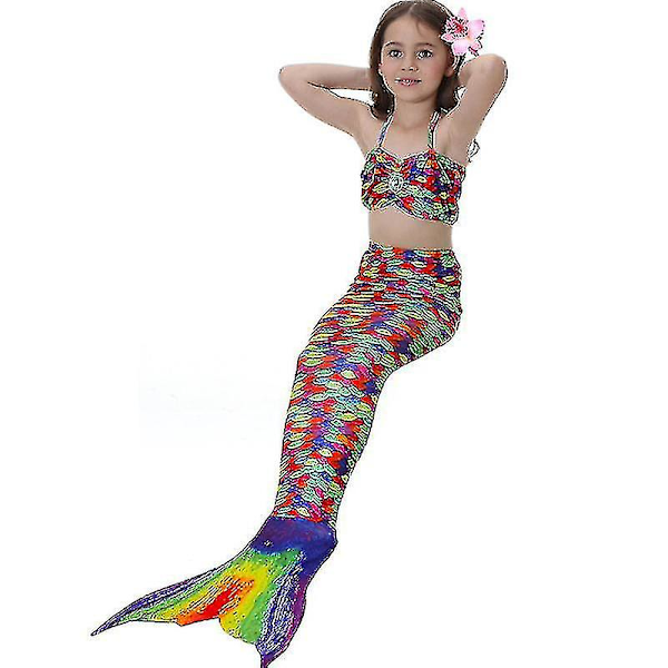 Barn Flickor Mermaid Tail Bikini Set Badkläder Baddräkt Simdräkt Multi 4-5 Years