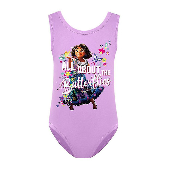 Encanto Mirabel Badkläder i ett stycke Barn Flickor Summer Beach Monokini Bikini Baddräkt Purple 5-6 Years