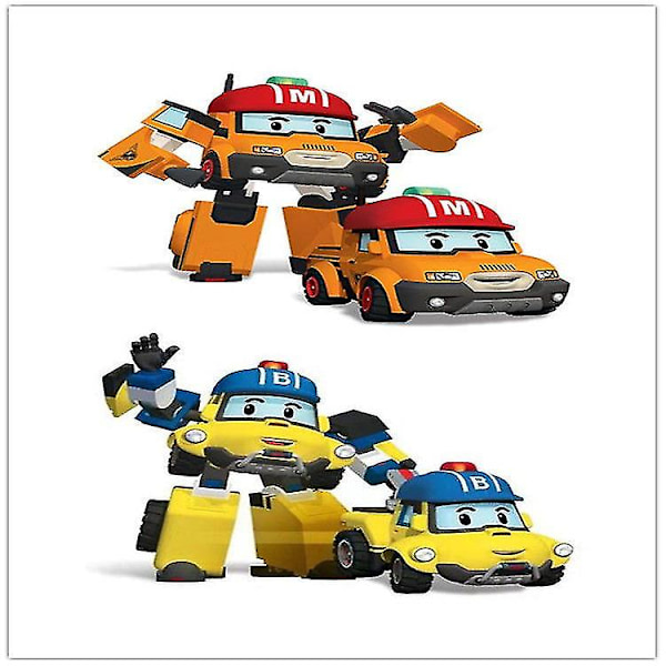 Poli Robocar Robot Transformering Robot Brandbil Trafikräddningsteam Set Festlig födelsedagspresent 7 Pcs