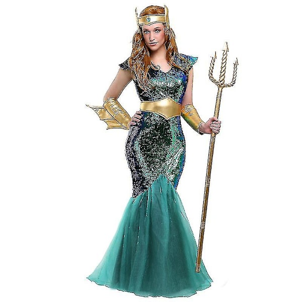 Neptunus sjöjungfrukostym Set för Halloween Mermaid L