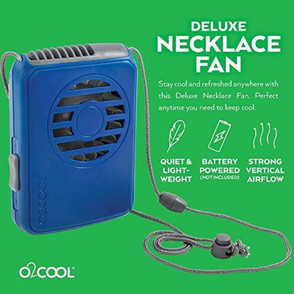 O2COOL Deluxe Personligt Halsband Fläkt | Handsfree, batteridriven bärbar minikylningsenhet för strand, sportevenemang, camping (2-pack 4 Pack