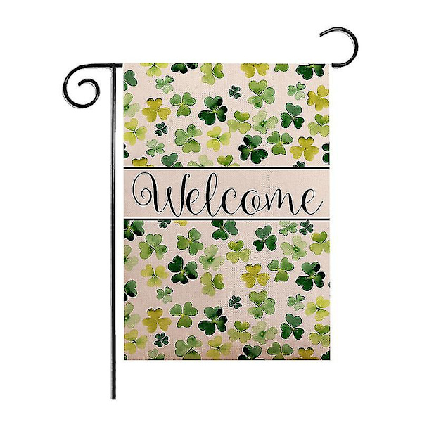 Shxx St. Patricks Day Trädgårdsbanner, Trädgårdsbanner med klöverdekoration, hög kvalitet och glad,-väderbeständig och dubbla sömmar-30*45 Xq-zs null none