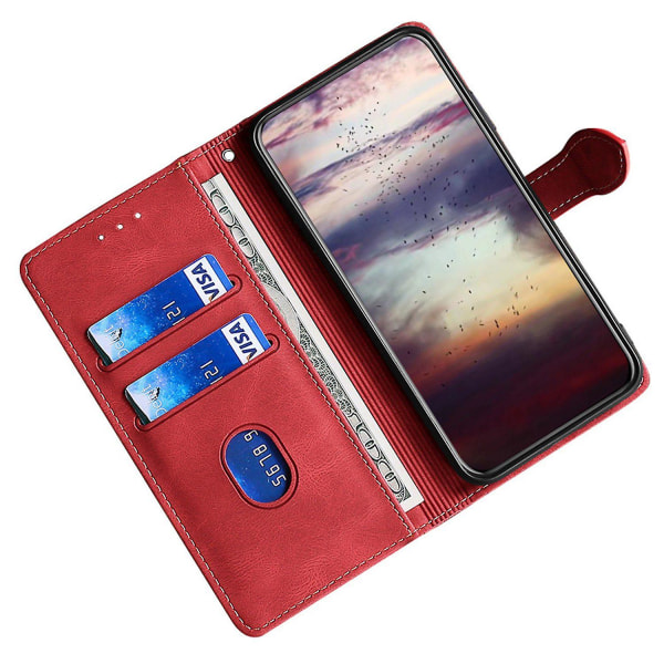 Skin-touch skal för Xiaomi Redmi Note 12 4g stråhatt cover Pu läderställ case Red