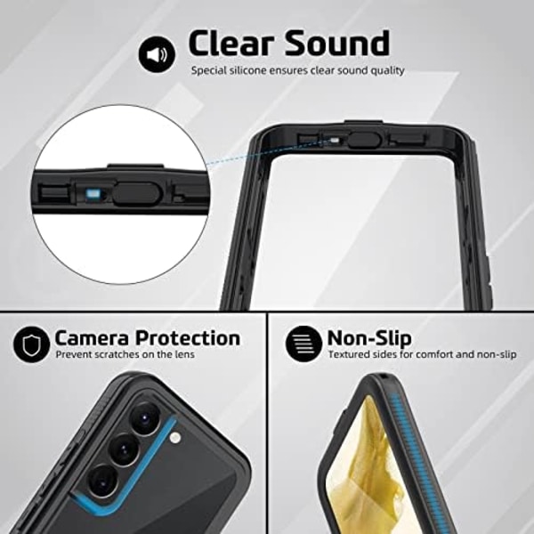 WIFORT Samsung Galaxy Note 20 Ultra Vattentätt case Inbyggt cover Vattentåligt hölje Skyddande fallskydd Hårt, Shockpr S22 Black