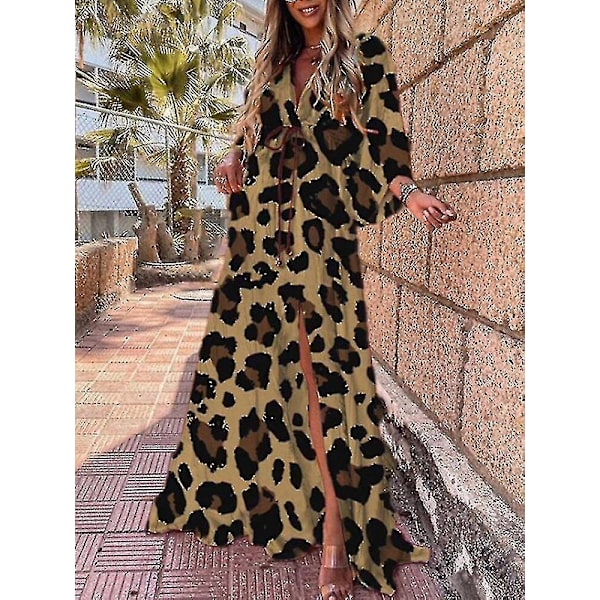 Sommar Maxi Klänning För Kvinnor Boho Print Bikini Cover Ups Beach Sundress Sexig Blommig Tunik Lång Klänning Baddräkt Vesido Feminino orange M