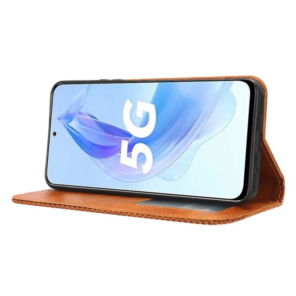 Case For Honor 90 Lite 5g/x50i 5g Magnetic Shell Retro Pu Läder Telefonplånbok Flip Cover Brown