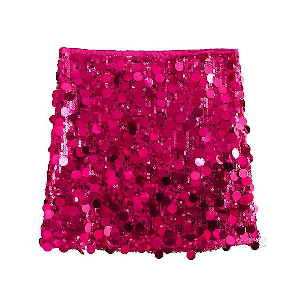 Paljetterad sexig kjol Bodycon minikjolar för kvinnor Trendig 2024 Dark pink S