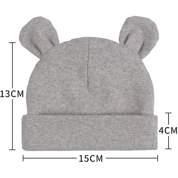 Newborn Baby Hat Bear Ears Pojkar Flickor Beanie Bomullsmössa För nyfött barn 0 till 6 Style 2