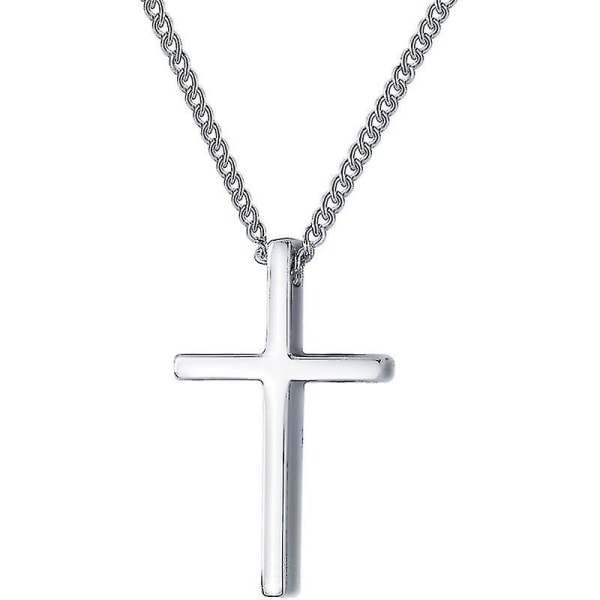 925 sterling silver kors hänge halsband för män kvinnor kristna smycken kors halsband 15,7 tum