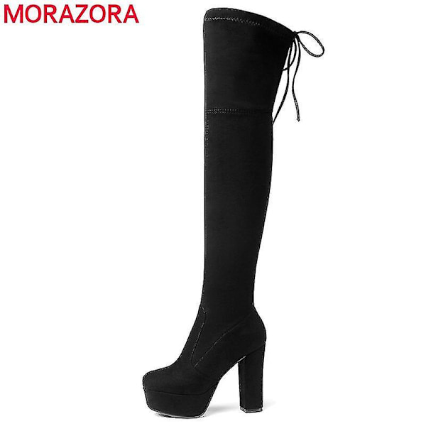 Storlek 34-43 Nya Over The Knee Boots Mocka Lår Stövlar med hög plattform Smal Sexiga Dam Vinterstövlar Dam Custom Made Blue tio