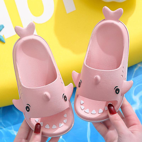 Barn Lätta Tofflor Strand Casual Rygglösa Slides Pojkar Vardagliga Bekväma Seriefigurer Skor Pink EU 26-27