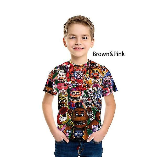 Ny design T-shirt med 3d print för barn Five Nights At Freddy's 3d T-shirt Pojkar Flickor Kortärmade T-shirts 100-160 Cm Pink 160 cm