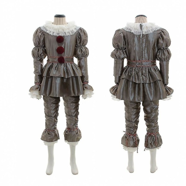 Vuxna barn Pennywise Cosplay Kostym Halloween Party Herr Clown Kostym Set.z Grey With mask Kids S
