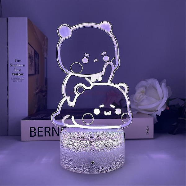 Bubu Dudu Panda Bear Figurer Leksaker Led Ljus Byt färg Klar Hållare Hem Derection Party Presenter Gold Bluetooth 7 colors