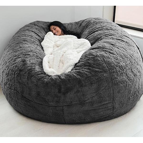 Lazy Sofa Bean Bag konstgjord päls Bean Bag (endast bönor) grey 135 x 65cm