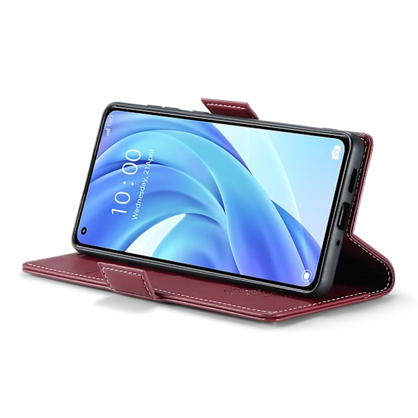 Caseme 023 Series Case För Xiaomi Mi 11 Lite 4g / 5g / 11 Lite 5g Ne , Pu Läder Litchi Texture Stand Rfid Blocking Phone Cover Red