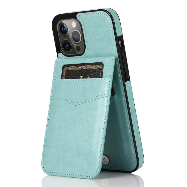 Läderbelagt Tpu- case För Iphone 14 Pro , Korthållare Mobiltelefon Cover Mint Green