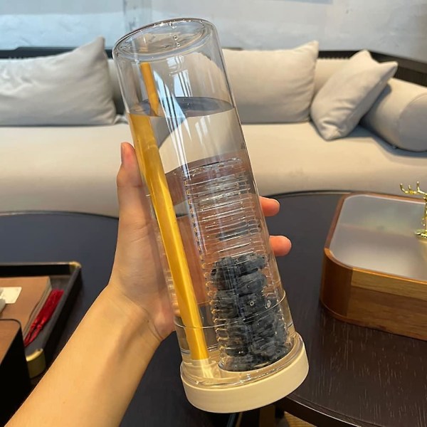 Drickskopp med sugrör och lock, resekopp för lemonad, smoothie & juice, återanvändbar 700 ml plastgul yellow