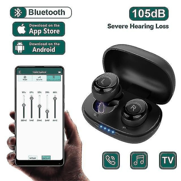 Bluetooth hörapparat Uppladdningsbar osynlig hörapparat-app Digital ljudförstärkare för dövhet Trådlös Aparelho Auditivo null none