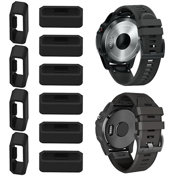 Hopeup 10st watch 18/20/22/26 mm mjuk silikonbyte watch Spänne öglehållare Hållare för Garmin Fenix 6x 6s Black B