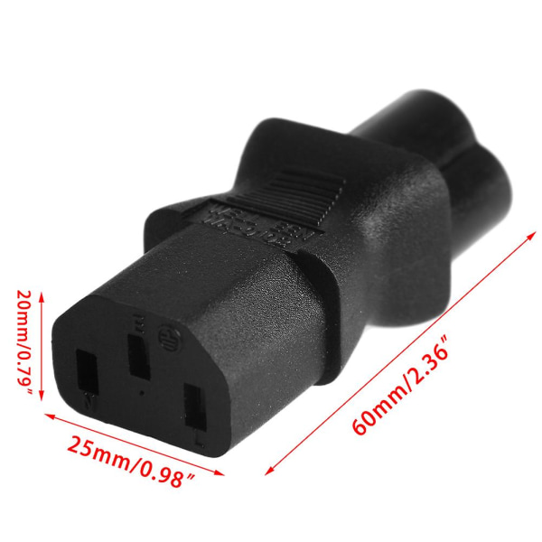 Iec 320 3-stifts C13 hona till C6 hanklöverbladsplugg power konverterare Black none