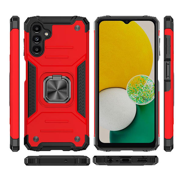 TASHHAR Samsung Galaxy A04S case/A13 5G case med sekretessskärm och linsskydd Magnetisk ring Stativ Militärklass dubbellager Dura red