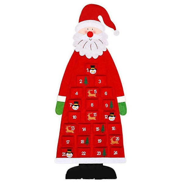 Filtadventskalender för väggmontering Julkalender Återanvändbar 24-dagars hängande julnedräkningskalender null none