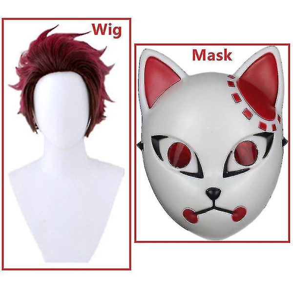 Demon Slayer Kimetsu No Yaiba Tanjirou Kamado Cosplay Kostym Kimono Jul Anime Uniform Set för vuxna barn 5 piece set S