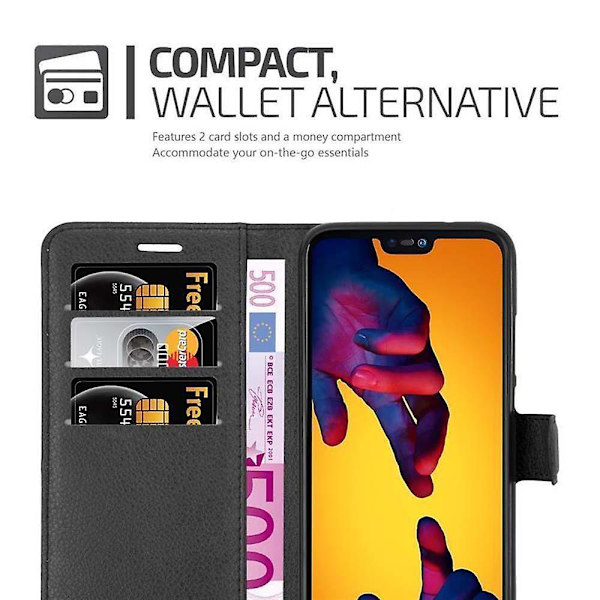 Huawei P20 LITE 2018 / NOVA 3E Cover Case Case - med kortplatser och stativfunktion PHANTOM BLACK P20 LITE 2018 / NOVA 3E