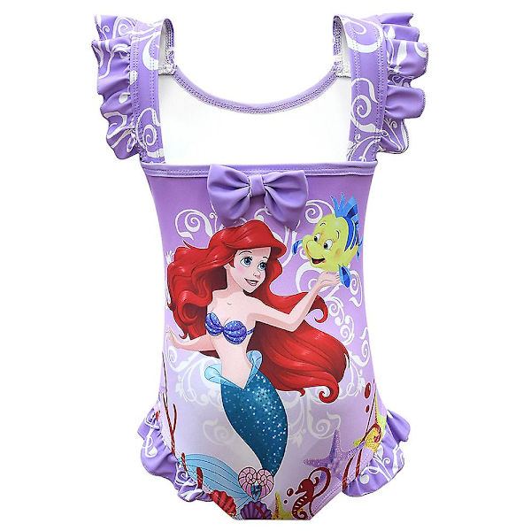 4-8 år Girl Mermaid Princess Baddräkt One Piece Badkläder Purple 4-5 Years