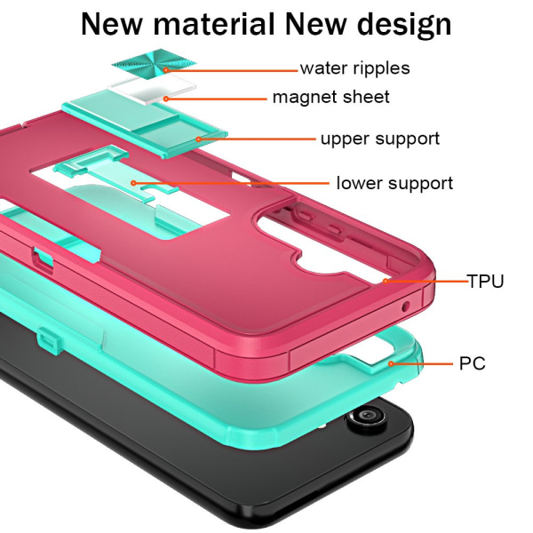 Xhy Samsung Galaxy A54 5G- case med skärmskydd och magnetiskt bilfäste Kickstand Militärklass helkropp dubbellager Drop Rugged Dura rosered&green