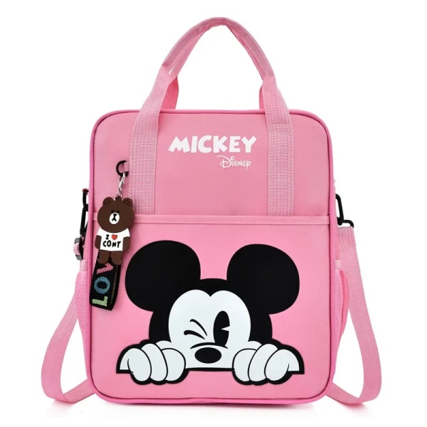 MINISO Disney Student Handledning Väska Multifunktionell Tecknad Mickey Skola Ryggsäck Tote Handväska Dokument Bokväska Square Skolväska E