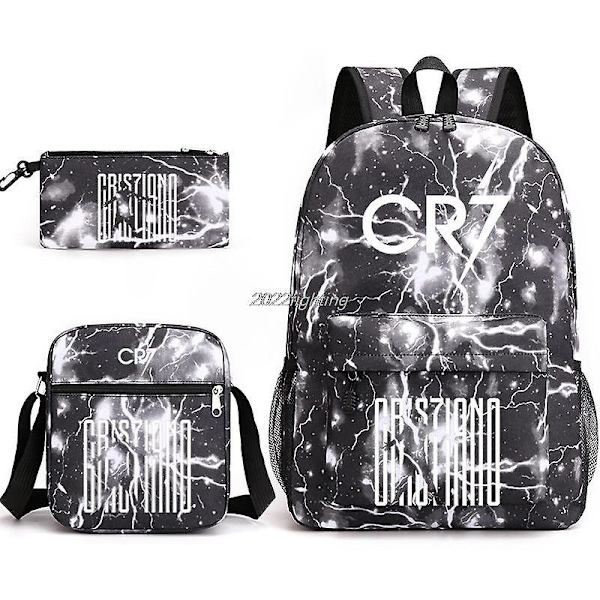 Fashion Cr7 3st Sets Ryggsäck Mochila Nya Studenter Kapacitet Skolväskor Bokväska Resväska (ryggsäck Axelväska Pen Bag) Lotus Color none