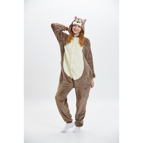 Chipmunk Pyjamas Djurdräkt Jumpsuit Halloween Cosplay L