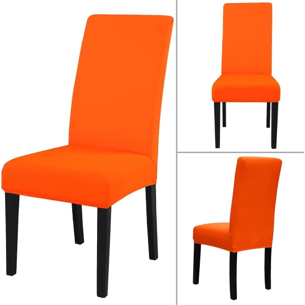 Matstolsöverdrag Matsalsstol Överdrag Hög stretch Avtagbar Tvättbar Parsons Stol Underöverdrag För Hem Fest Hotell Bröllop Ceremo Orange Pack of 4