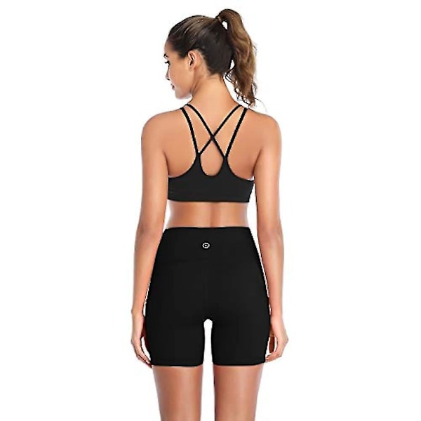 Kvinnors yogashorts 3\" med fickor, hög midja, magkontroll, icke genomskinliga träningsshorts för löpning och sport Gray 5XL