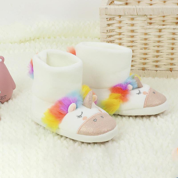 Flicktofflor i plysch för flickor, lätta att ta på, för barn White EU 33.5-34