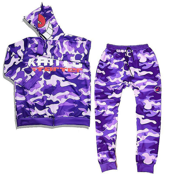 Gengar Hoodie Print Casual Zip Up Hip-hop Funny Suits_c M