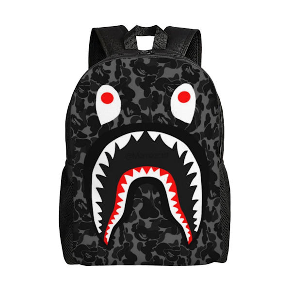 Hip Hop Kamouflage Bape Shark Ryggsäck Vattentät College Skolväskor Bokväska Resa Vandring Camping Dagsäck för Adu-NPs287 null none