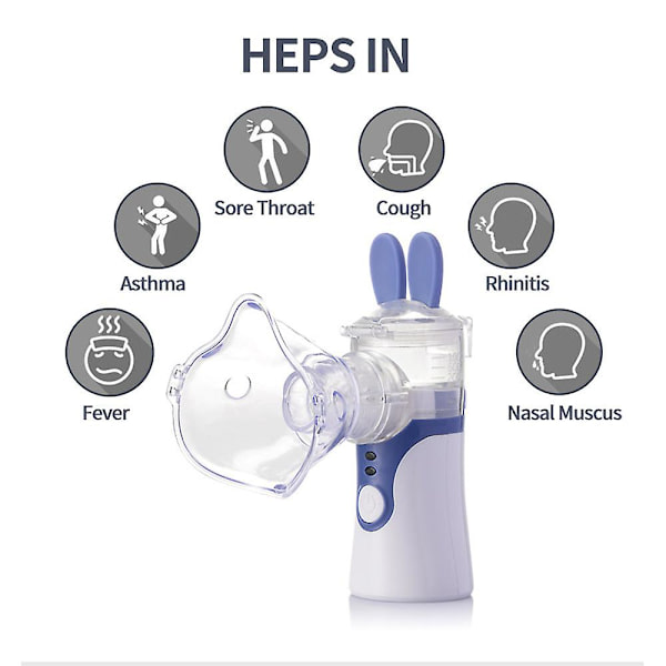 Bärbar nebulisator med munstycke och mask - nebulisator för vuxna och barn, resor och hushållsbruk, handhållen mesh -nebulisator för B null none