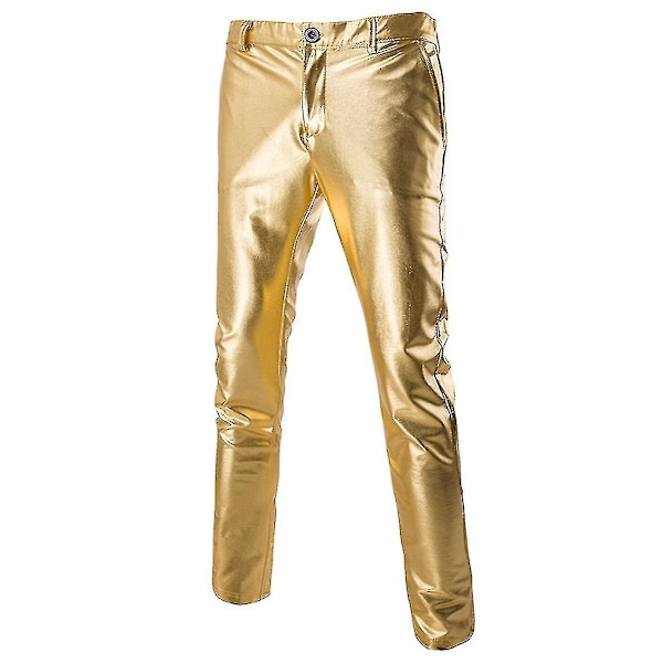Herrbyxor Bright Bronzing Casual Byxor i mitten av midjan Gold M