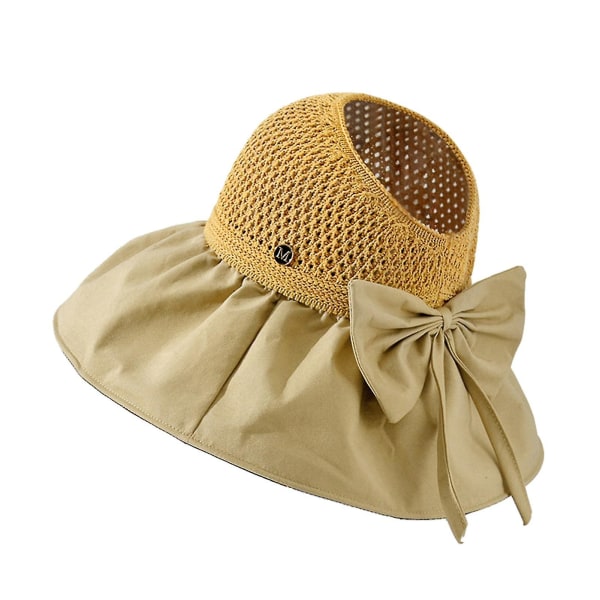 Solskyddshatt Rosett Design Supermjuk polyester Dam Sommar Solskydd Bredbrättad hatt Campingtillbehör Khaki