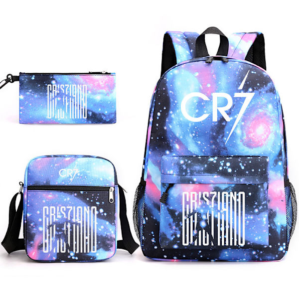 CR7C Luo ungdom mode ryggsäck Starry Blue 2 tre delar set